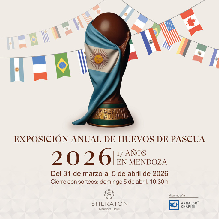 La expo de huevos de Pascua del Sheraton Mendoza suma una temática mundialista este año.