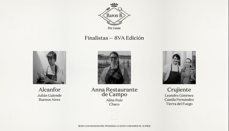 Tres proyectos gastronómicos competirán por el Prix Baron B 2026: quiénes son los finalistas